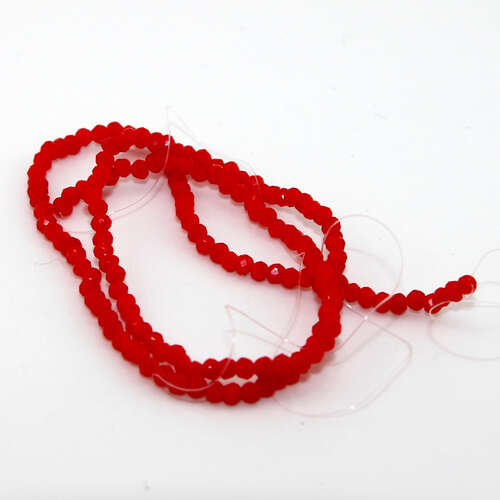1.5mm x 2.5mm Opaque Glass Rondelle - 38cm Strand - Red