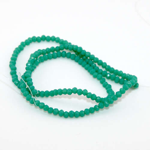 1.5mm x 2.5mm Opaque Glass Rondelle - 38cm Strand - Turquoise Green