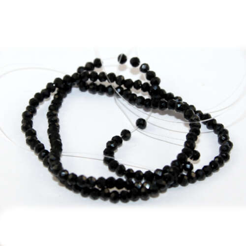 1.5mm x 2.5mm Opaque Glass Rondelle - 38cm Strand - Black