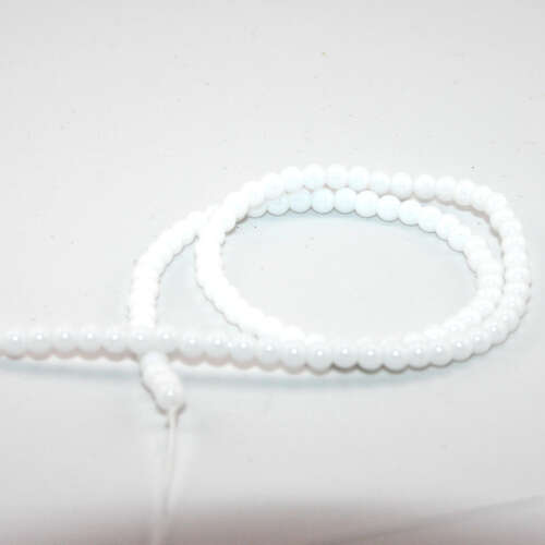 4mm White Opaque Glass Round Beads - 36cm Strand