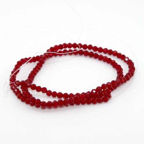 1.5mm x 2.5mm Transparent Glass Rondelle - 38cm Strand - Dark Red