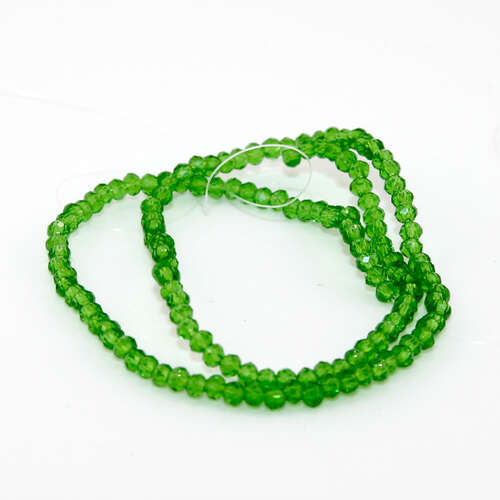 1.5mm x 2.5mm Transparent Glass Rondelle - 38cm Strand - Green