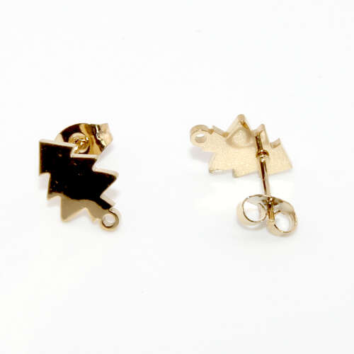12mm x 8mm Christmas Tree Stud + Butterfly Back - 304 Stainless Steel - Gold Plated - 3 Pairs