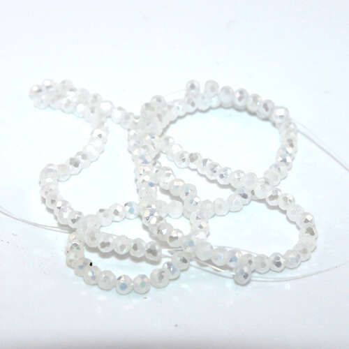 1.5mm x 2mm White Opal Glass Rondelle - 25cm Strand