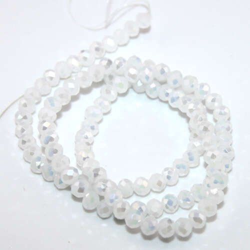 3mm x 4mm White Opal Glass Rondelle - 38cm Strand