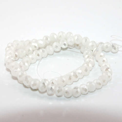 5mm x 6mm White Opal Glass Rondelle - 38cm Strand