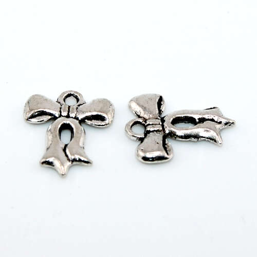 Bow Charm - Platinum - 2 Pieces