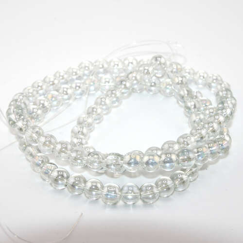 8mm Clear AB Electroplated Glass Beads - 70cm Strand