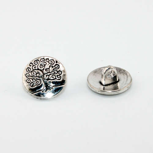 14.5mm Tree of Life Button - Platinum