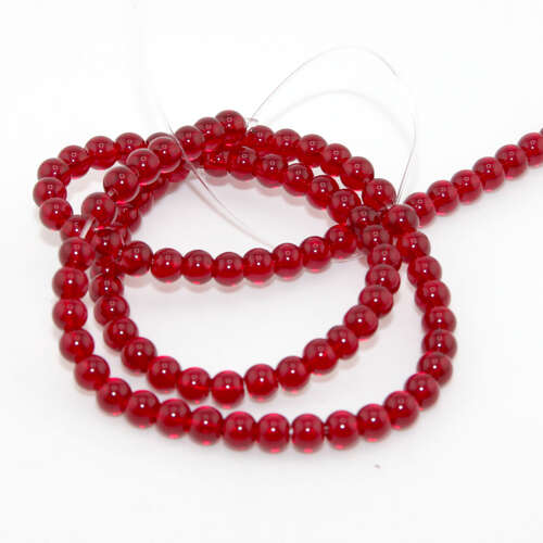 4mm Siam Transparent Round Glass Beads - 36cm Strand