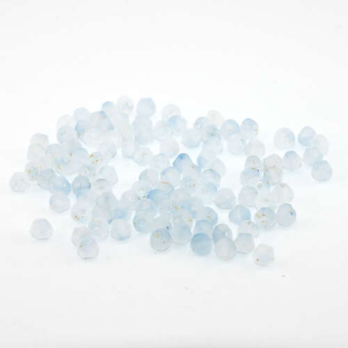 Matte Sky Blue 4mm x 3.5mm Frosted Glass Bicone with Gold Foil Flecks - Pack of 200