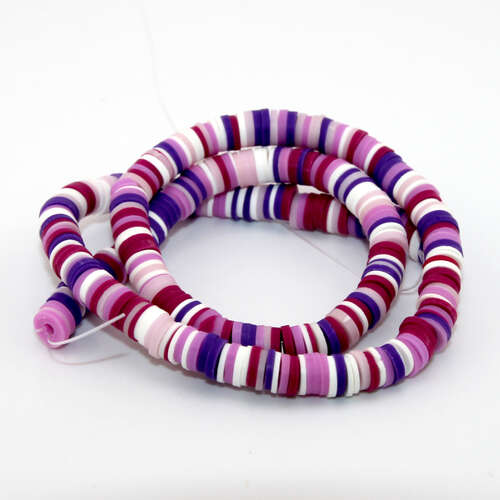 Purple Mix 6mm Polymer Clay Heishi Beads - 40cm Strand