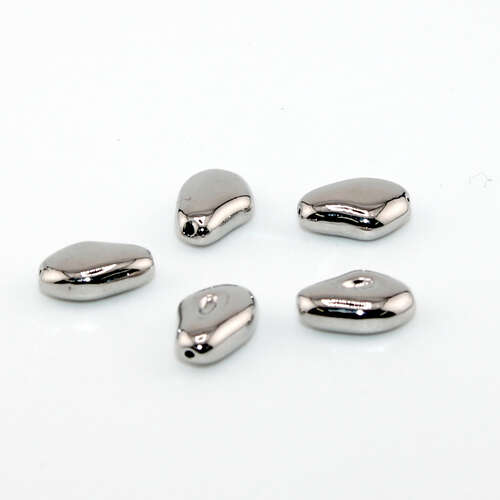 10.5mm x 7.5mm Nugget Brass Bead - Platinum Plated