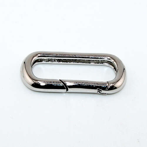 29mm x 14.5mm Brass Oval Carabiner Push Lock Charm - Platinum Plated