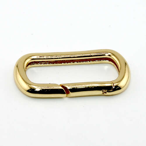 29mm x 14.5mm Brass Oval Carabiner Push Lock Charm - Gold Plated