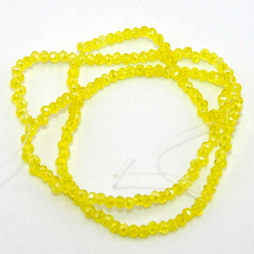 2mm x 2.3mm Jonquil Pearl Luster Glass Rondelle - 30cm Strand