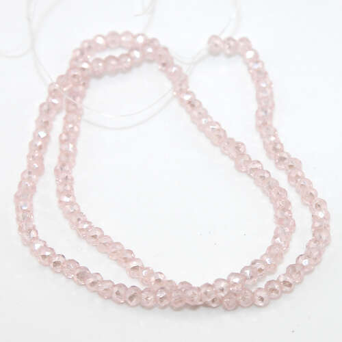2mm x 2.3mm Pink Pearl Luster Glass Rondelle - 30cm Strand
