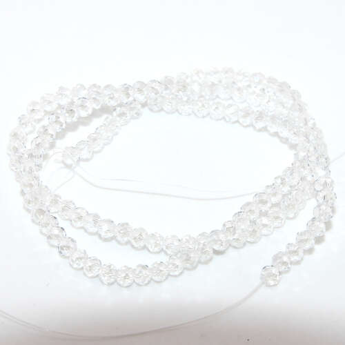 2mm x 3mm Clear Pearl Luster Glass Rondelle - 30cm Strand