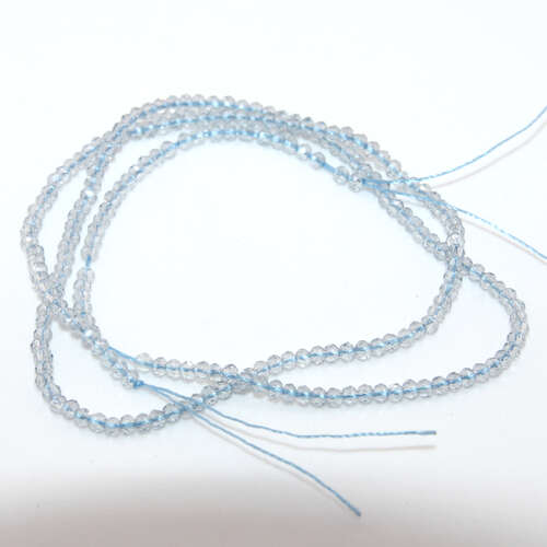1.5mm x 2mm Pale Denim Blue Pearl Luster Glass Rondelle - 30cm Strand