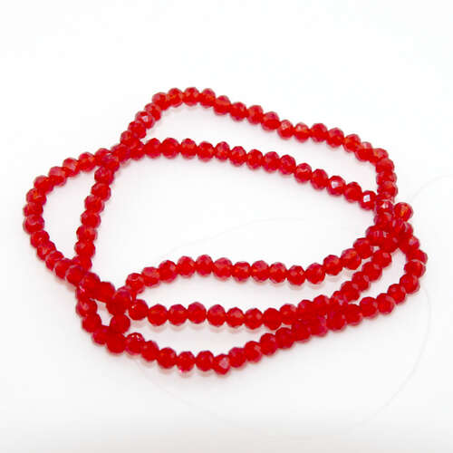2mm x 3mm Red Transparent Glass Rondelle - 30cm Strand