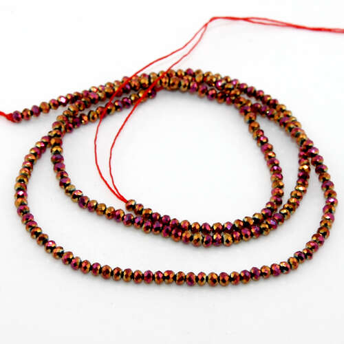 1.5mm x 2mm Metallic Purple Electroplated Glass Rondelle - 32cm Strand