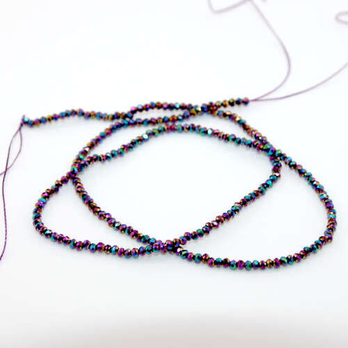 1.5mm x 2mm Metallic Dark Purple Electroplated Glass Rondelle - 32cm Strand