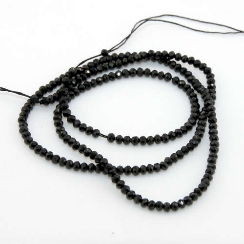 1.5mm x 2mm Metallic Black Electroplated Glass Rondelle - 32cm Strand