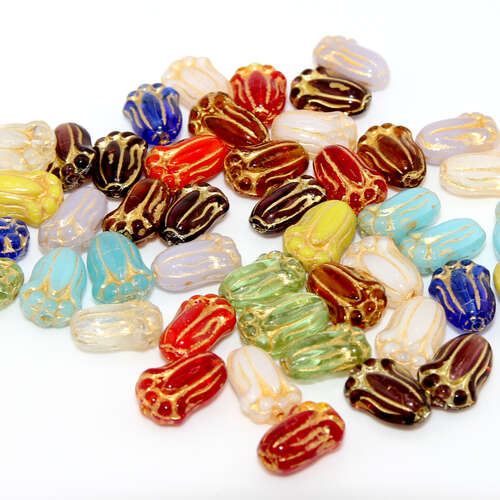 11.5mm x 8mm Mixed Tulip Glass Beads - 10 Piece Bag