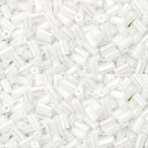 3mm - Opaque-Lustered White - Bugle #1 Bead - TB-01-121 - per gram