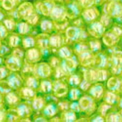 TOHO Transparent-Rainbow Lime Green 11/0 Round - TR-11-164 - 13gm Flip Top Container