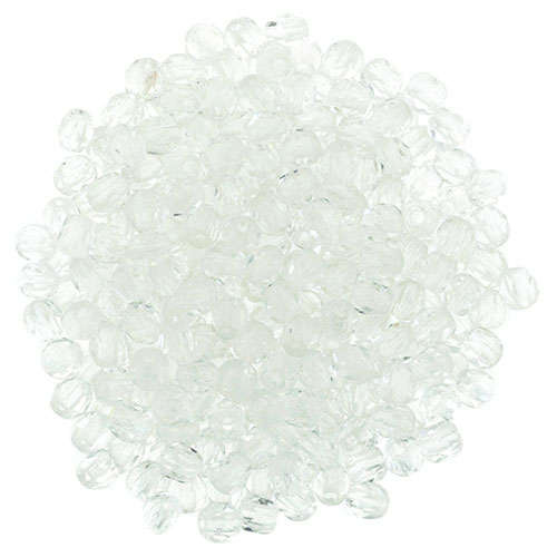 2mm - Crystal - Faceted Round Firepolish - 50 Bead Strand - 1-02-0003