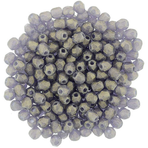 2mm - Sueded Gold Tanzanite - Faceted Round Firepolish - 50 Bead Strand - 1-02-MSG20511-02-MSG2051
