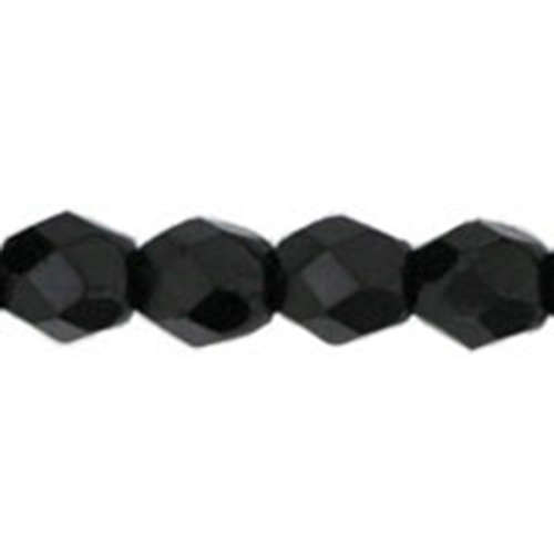 3mm - Jet - Faceted Round Firepolish - 50 Bead Strand - 1-03-2398