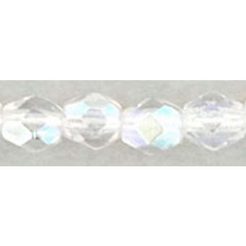 3mm - Crystal AB - Faceted Round Firepolish - 50 Bead Strand - 1-03X-0003