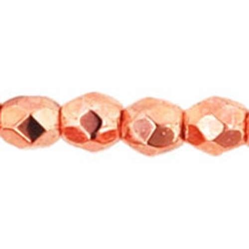 3mm - Copper Penny - Faceted Round Firepolish - 50 Bead Strand - 1-03-275