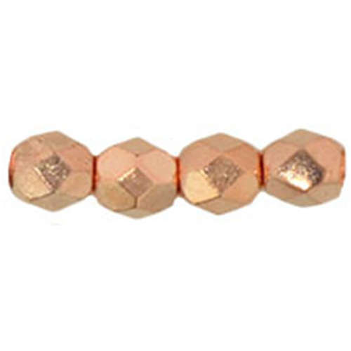 4mm - Copper Penny - Faceted Round Firepolish - 50 Bead Strand - 1-04-275