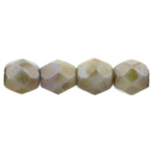 4mm - Opaque Green Luster - Faceted Round Firepolish - 50 Bead Strand - 1-04-P65431