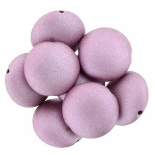 14mm Cushion Round - ColorTrends: Satin Metallic Rouge - 8 Bead Strand - 375-14-29489