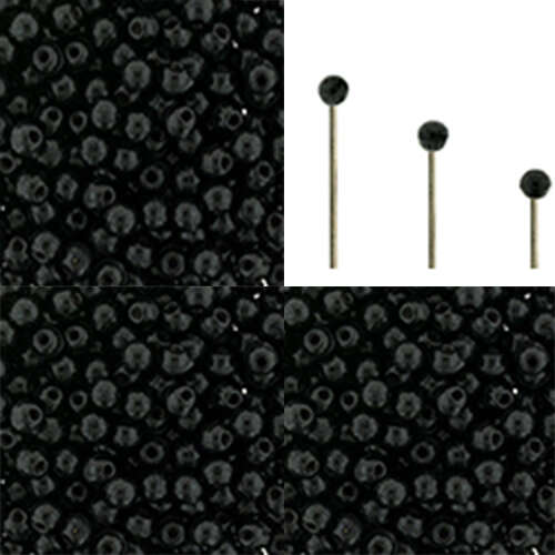 2mm - Jet - Finial Half Drilled Bead - 384-02-2398 - per gram