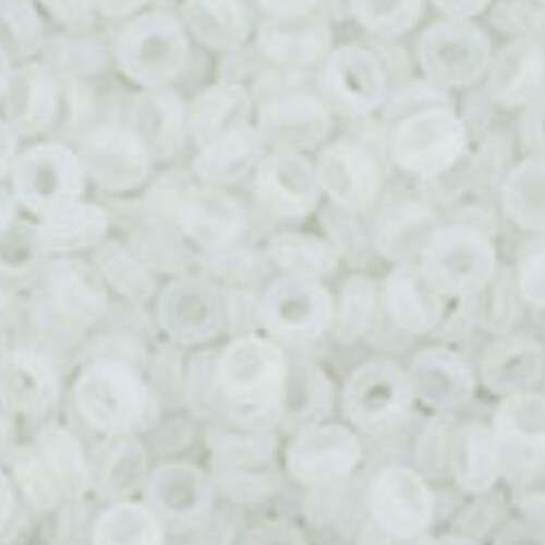 11/0 Demi Round - Transparent-Rainbow-Frosted Crystal - TN-11-161F - 13 gram Flip Top Container
