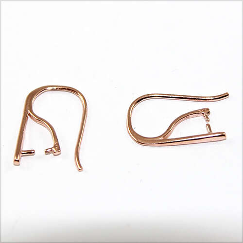 21mm Pinch Bail Ear Wires - Pair - Rose Gold Plated Sterling Silver