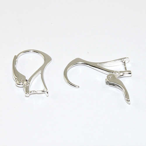 20mm Pinch Bail Continental Ear Hook - Pair - Sterling Silver