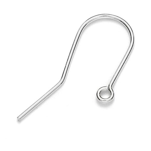 12mm Plain Ear Hook - 925 Sterling Silver - Pair