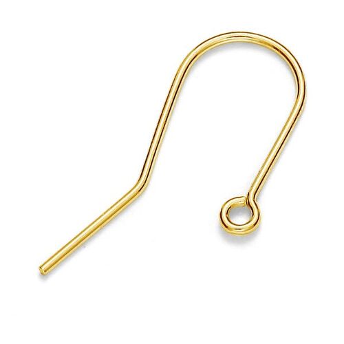 12mm Plain Ear Hook - 925 Sterling Silver - 24k Gold - Pair