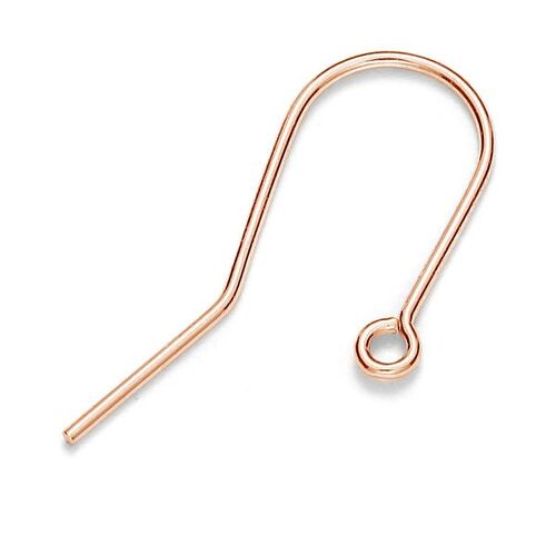 12mm Plain Ear Hook - 925 Sterling Silver - 18K Rose Gold - Pair