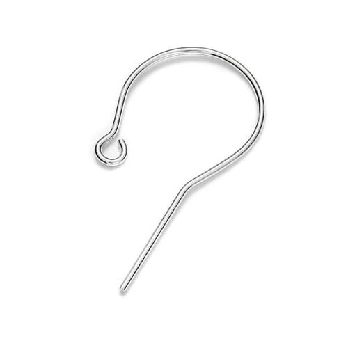 13mm x 25mm Round Ear Hook - 925 Sterling Silver - Pair