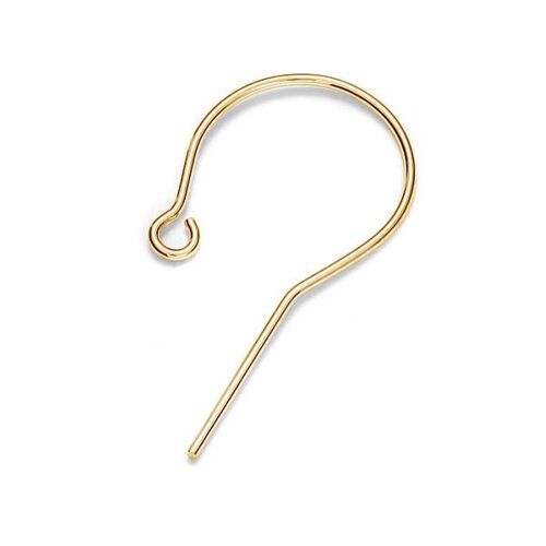 13mm x 25mm Round Ear Hook - 925 Sterling Silver - 18K Light Gold - Pair