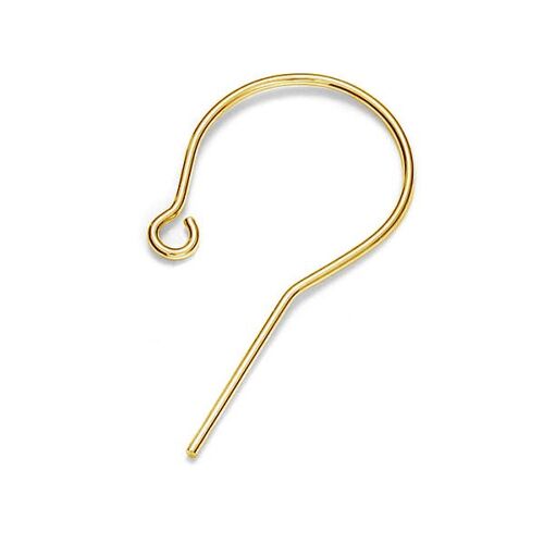 13mm x 25mm Round Ear Hook - 925 Sterling Silver - 24k Gold - Pair
