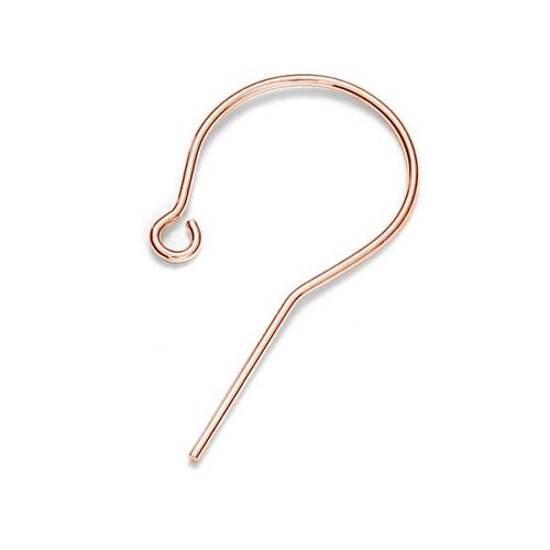13mm x 25mm Round Ear Hook - 925 Sterling Silver - 18K Rose Gold - Pair