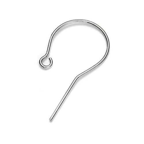 13mm x 25mm Round Ear Hook - 925 Sterling Silver - Platinum - Pair
